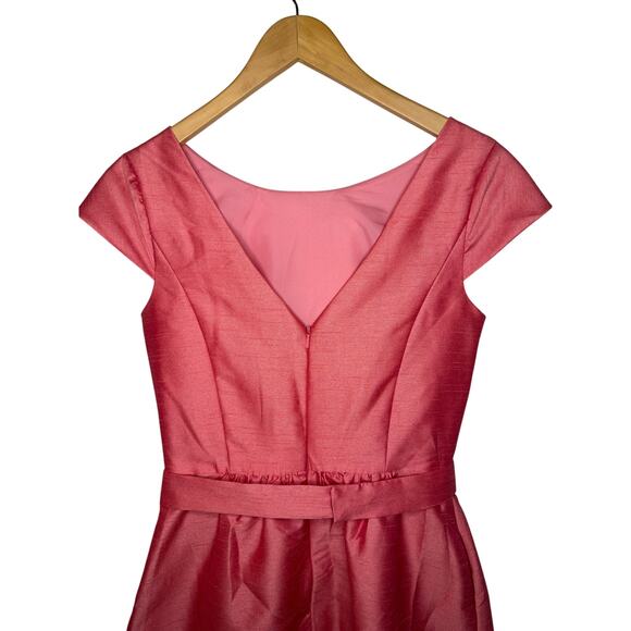 Alfred Sung Cap Sleeve Bridesmaid Cocktail Dress Women’s Size 4 Papaya Pink D568 - Picture 6 of 9